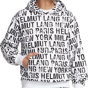 🤍🖤 NEVER WORN, NWT HELMUT LANG All-Over Logo Hoodie Sweatshirt